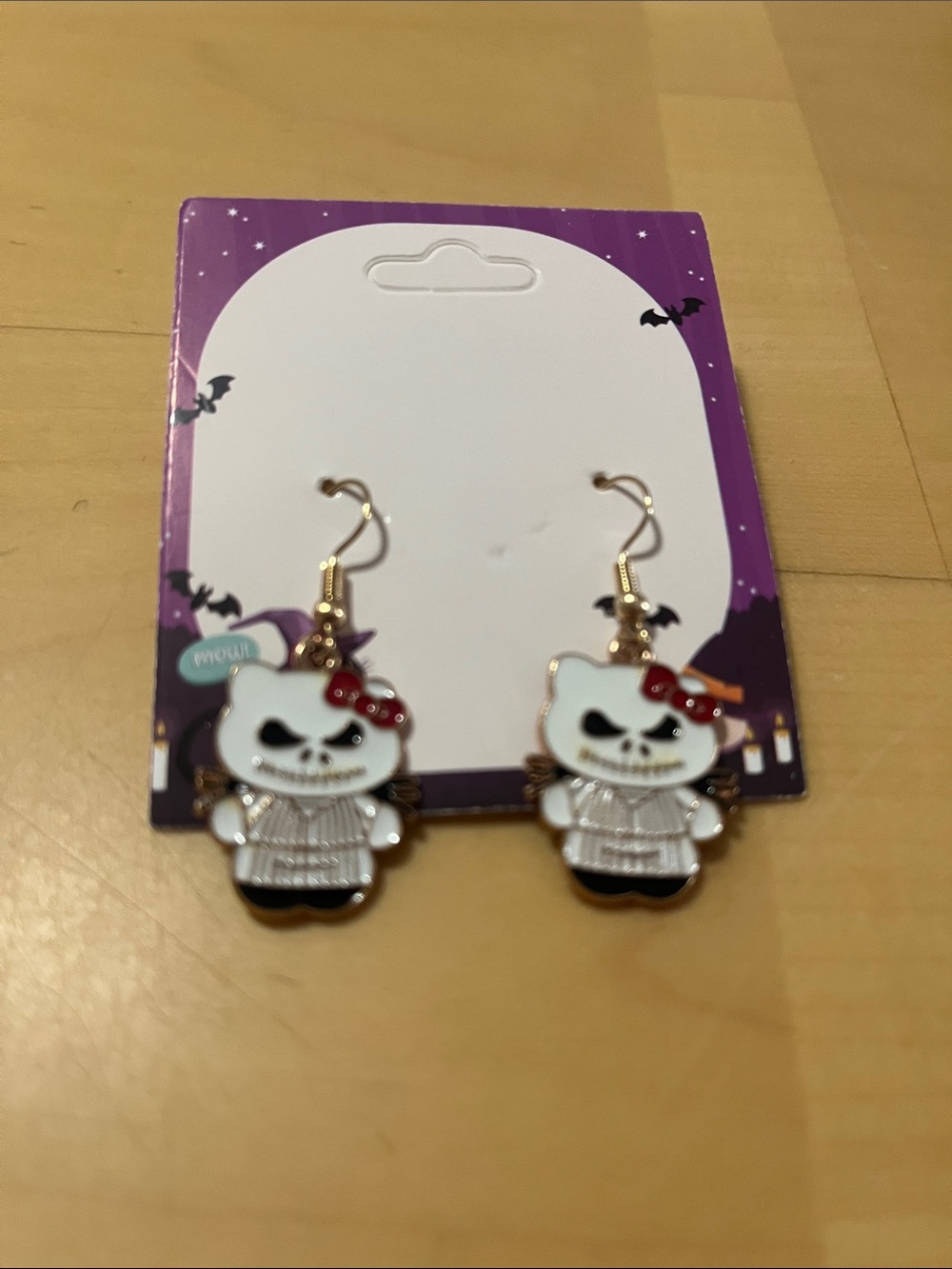 Hello Kitty White Skeleton Kitty Halloween Dangle Earrings